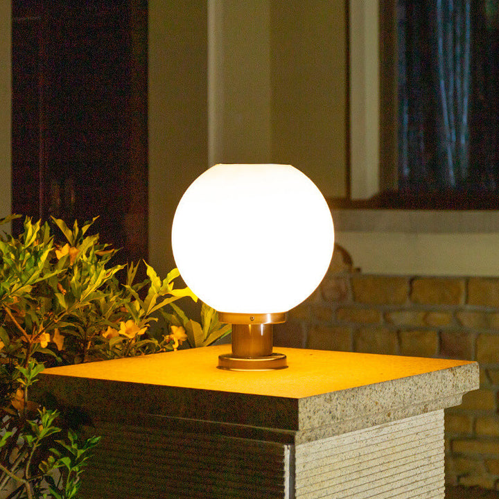 Lampe LED solaire à tête ronde en acier inoxydable et acrylique, luminaire décoratif d&