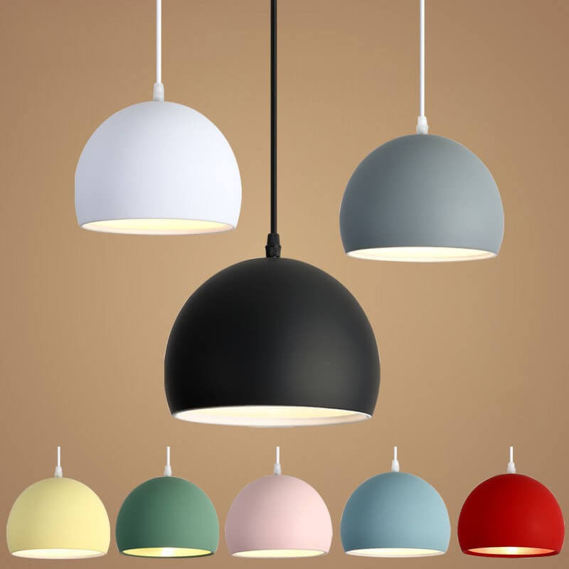 Modern Solid Color Round Head Iron 1-Light Pendant Light – BulbSquare