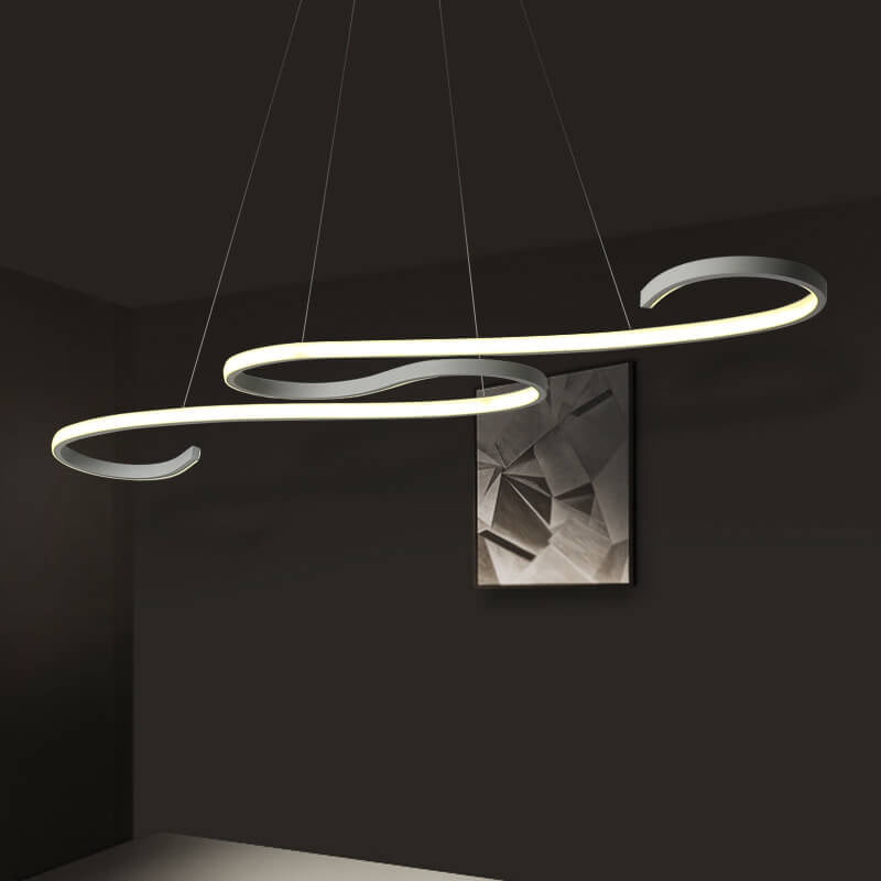 Lustre LED en aluminium de ligne de courbe créative moderne 
