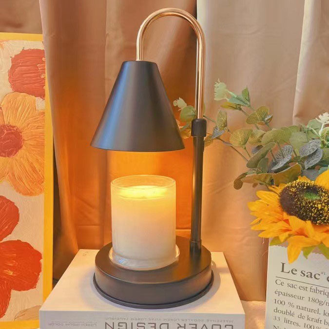 Moderne nordische Tischlampe aus Eisen in Kegelform mit Höhenverstellung, 1-flammig, zum Schmelzen von Duftwachs, für das Schlafzimmer 