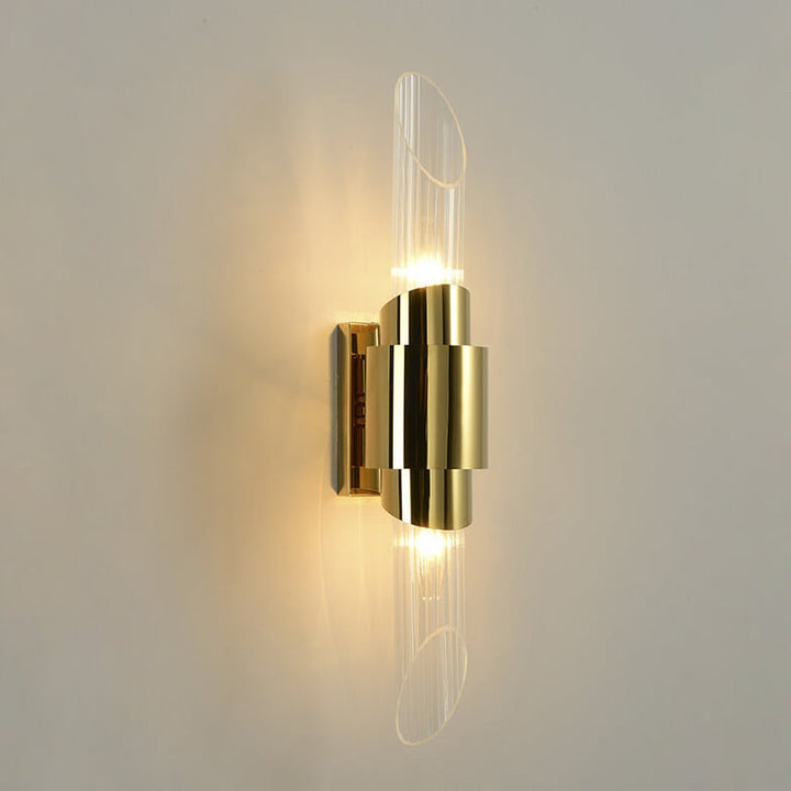 Applique Murale à Colonne en Verre en Acier Inoxydable Moderne de Luxe avec 2 Lumières 