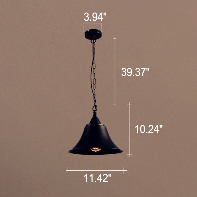 Lámpara colgante de 1 luz de hierro con forma de cuerno industrial vintage 