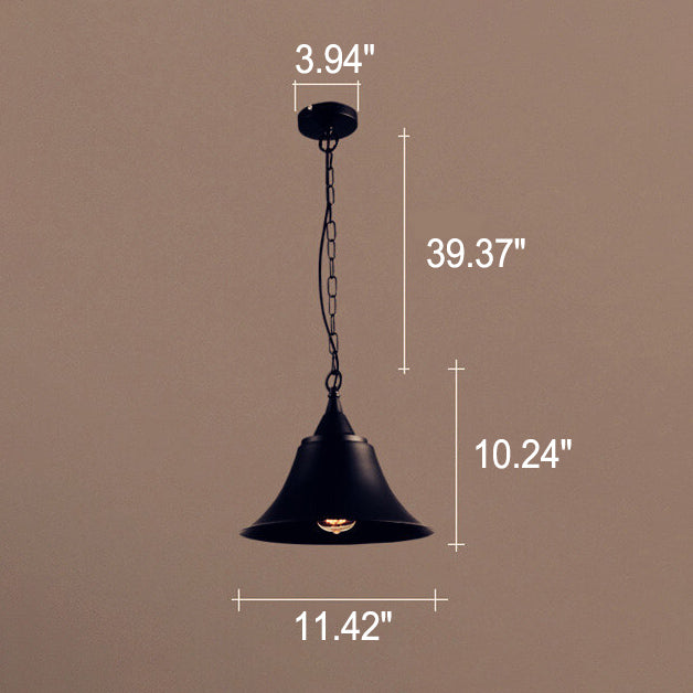 Vintage Industrial Horn Shaped Iron 1-Light Pendant Light