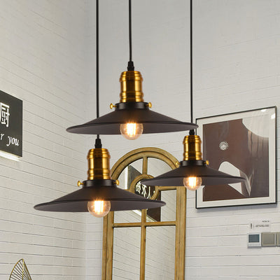 Vintage Industrial Iron Round Barn 1-Light Pendant Light