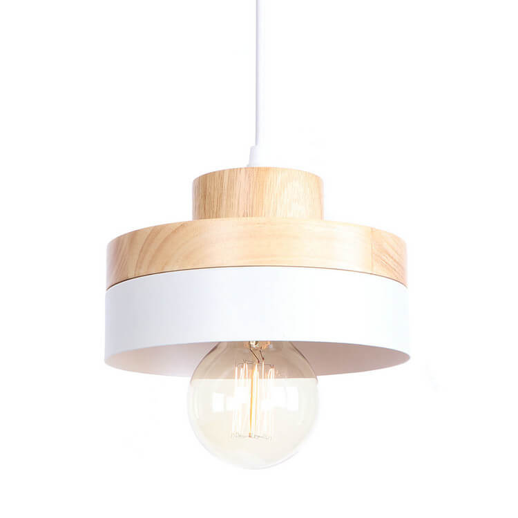 Moderne, minimalistische, einfarbige Pendelleuchte aus Schmiedeeisen und Holz mit 1 Leuchte 