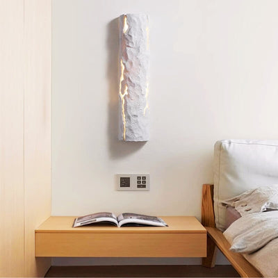Contemporary Creative Resin Imitation Rock Stump Shade LED Wall Sconce Lamp For Bedroom