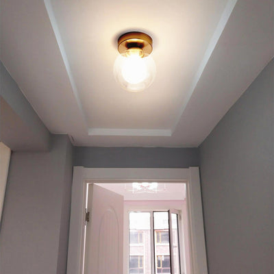 Modern Simple Glass Round Ball 1-Light Semi-Flush Mount Ceiling Light