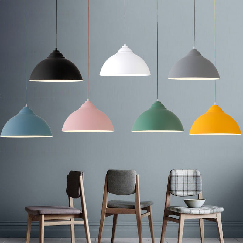 Modern Solid Color Macaron Iron Aluminum 1-Light Pendant Light