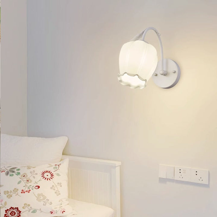 Applique Murale Moderne Simplicité Fleur Fer Verre 1-Lumière Pour Chambre 