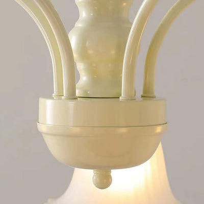 French Cream Glass Flower Shade 3/5/6/8 Light Semi-Flush Mount Deckenleuchte