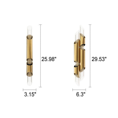 Moderne Luxus-Langröhren-Edelstahl-Wandleuchte mit 2/4-Licht