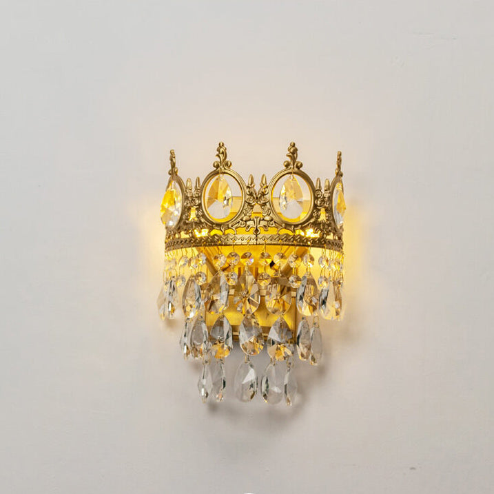 Lámpara Aplique de Pared de 1 Luz con Borla de Cristal Corona de Lujo Moderno 