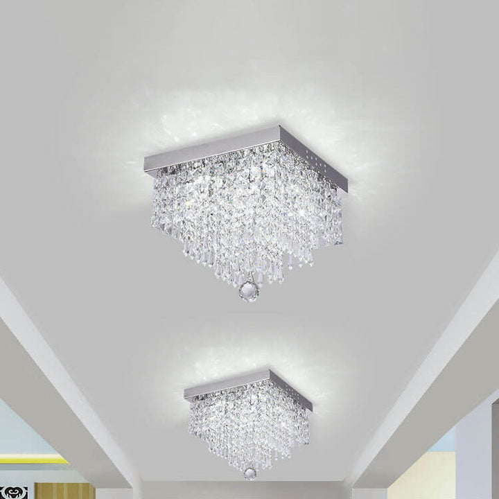Moderne Licht Luxus Quadratische Edelstahl Kristall Lampenschirm LED Deckenleuchte 