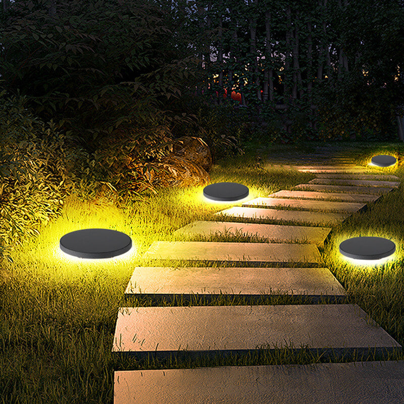 Modern Simplicity Disc Aluminum LED Ground Plug Outdoor Lights For Garden