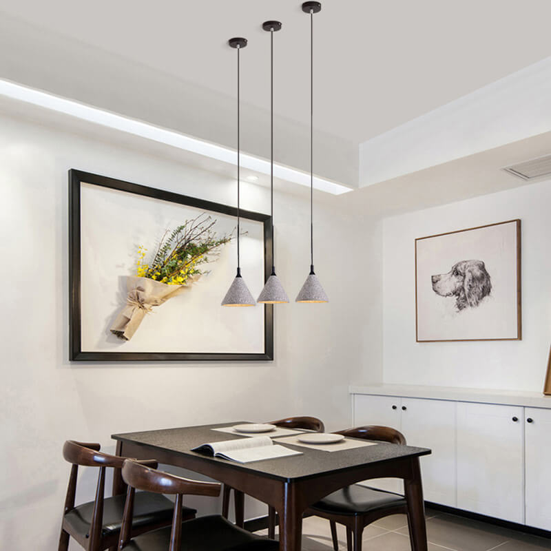 Moderne Einfachheit Kegelförmige Terrazzo 1-Licht Pendelleuchte für das Esszimmer 