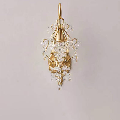 European Vintage Light Luxury Crystal Iron 1-Light Wall Sconce Lamp