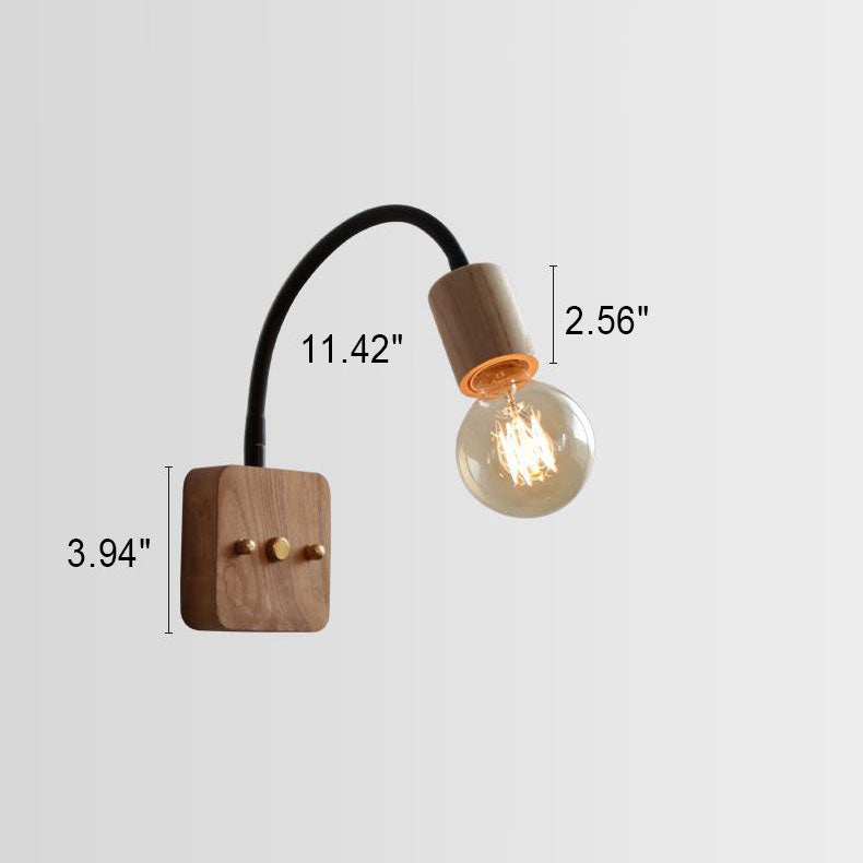 Japanese Minimalist Ash Wood Hose Adjustable 1-Light Wall Sconce Lamp