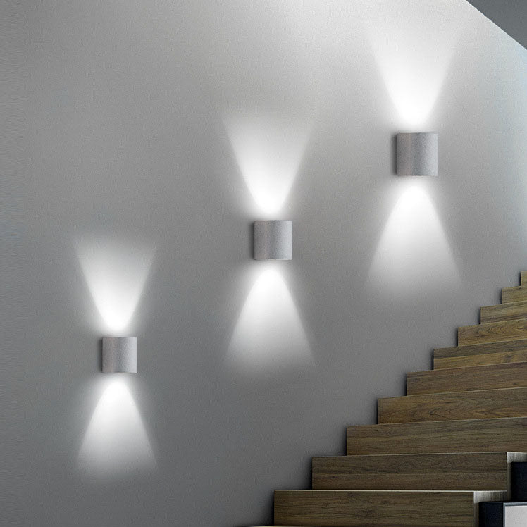Contemporary Industrial Round Column Cement 1-Light Wall Sconce Lamp For Hallway