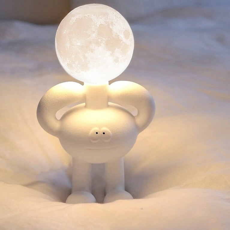 Creative Cartoon Moon Robot Resin 1-Light Table Lamp