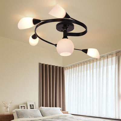 Modern Minimalist Glass Metal 4/6-Light Chandelier