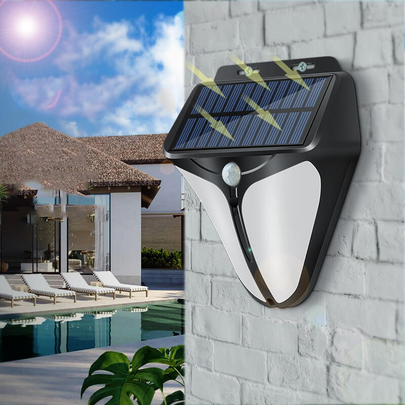 Lámpara de Aplique de Pared LED para Patio con Sensor de Cuerpo Impermeable para Exteriores Inteligente Solar en Forma de Triángulo 