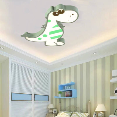 Modern Children's Cartoon Dinosaurs Iron Acrylic LED Flush Mount Ceiling Light