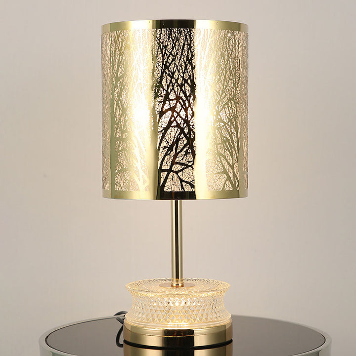 Lámpara de mesa contemporánea de lujo con 1 luz, columna de acero inoxidable y acrílico tallado, para sala de estar y dormitorio 