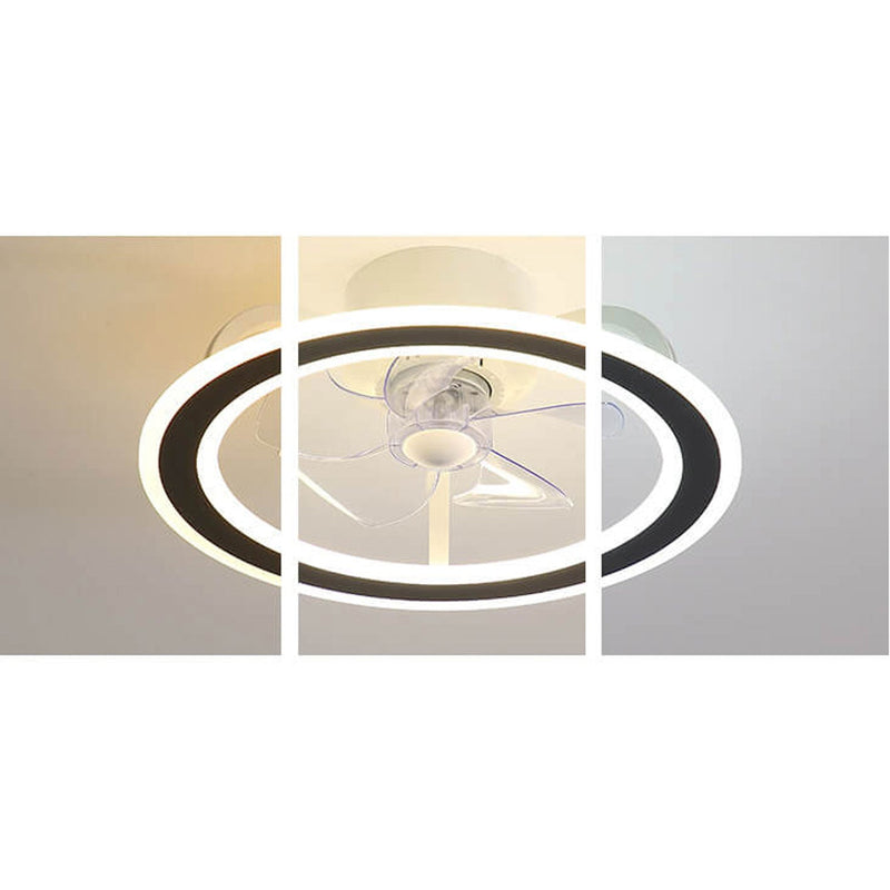 Nordic Creative Round LED Semi-Flush Mount Ceiling Fan Light