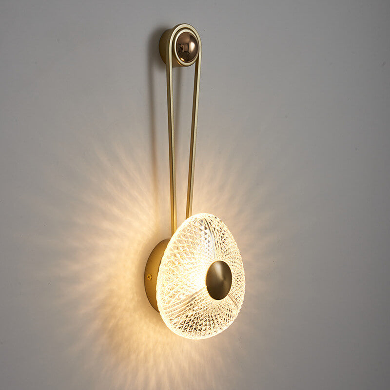 Moderne Luxus Runde Acryl Metall Hängende LED Wandleuchte 