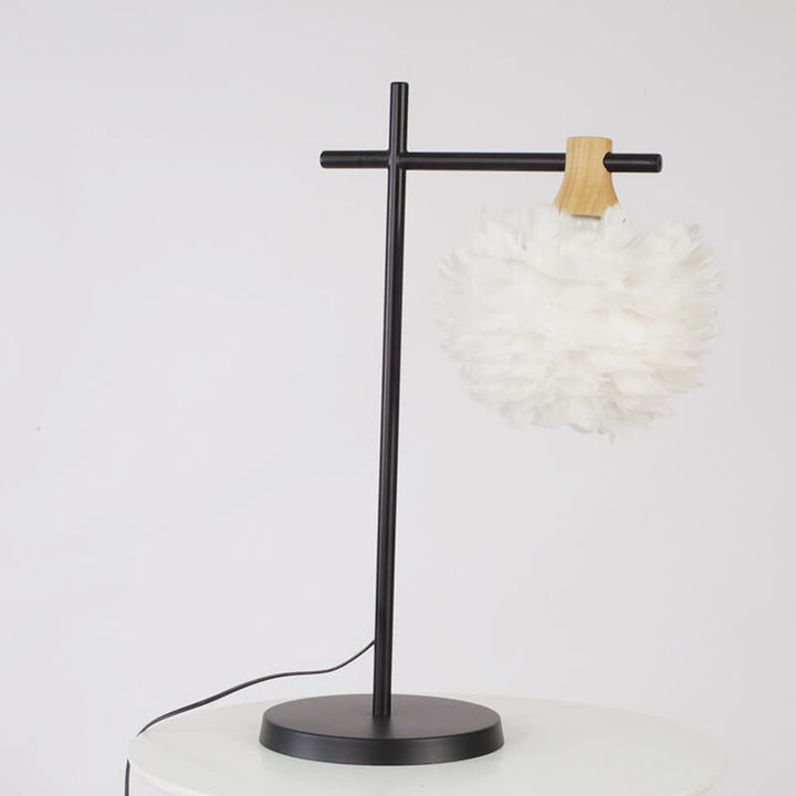 Lampe de Table 1 Lumière avec Tige de Pêche à Plume Créative Moderne 