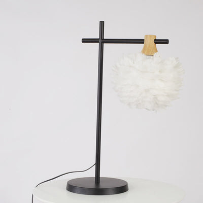 Lampe de Table 1 Lumière avec Tige de Pêche à Plume Créative Moderne 