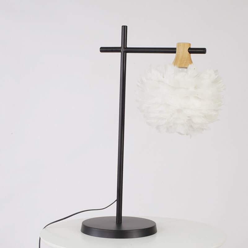 Lampe de Table 1 Lumière avec Tige de Pêche à Plume Créative Moderne 