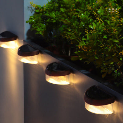 Solar ABS Round Fence Light Outdoor LED Garden Fence Wall Sconce Lamp