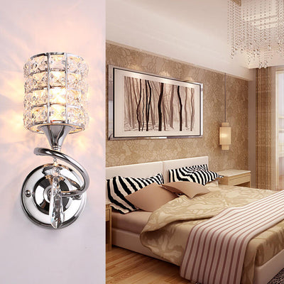 Modern Luxury Crystal Cylindrical Square 1-Light Wall Sconce Lamp