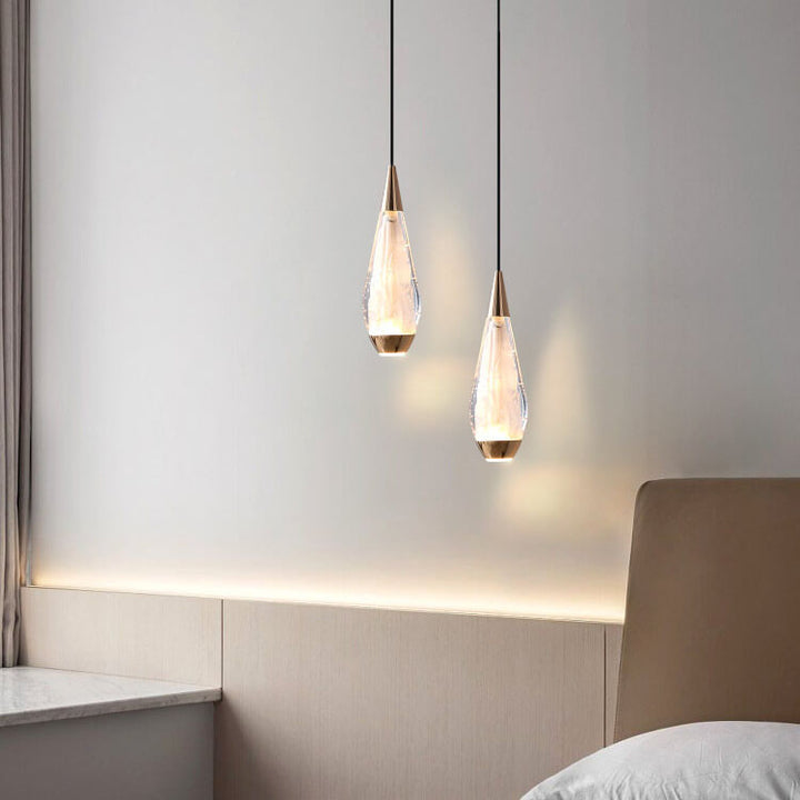 Moderne Luxus-Glasbeschläge Oval-Säulen-LED-Pendelleuchte für das Wohnzimmer 