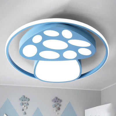 Modern Cartoon Mushroom Circle LED Kids Flush Mount Ceiling Light