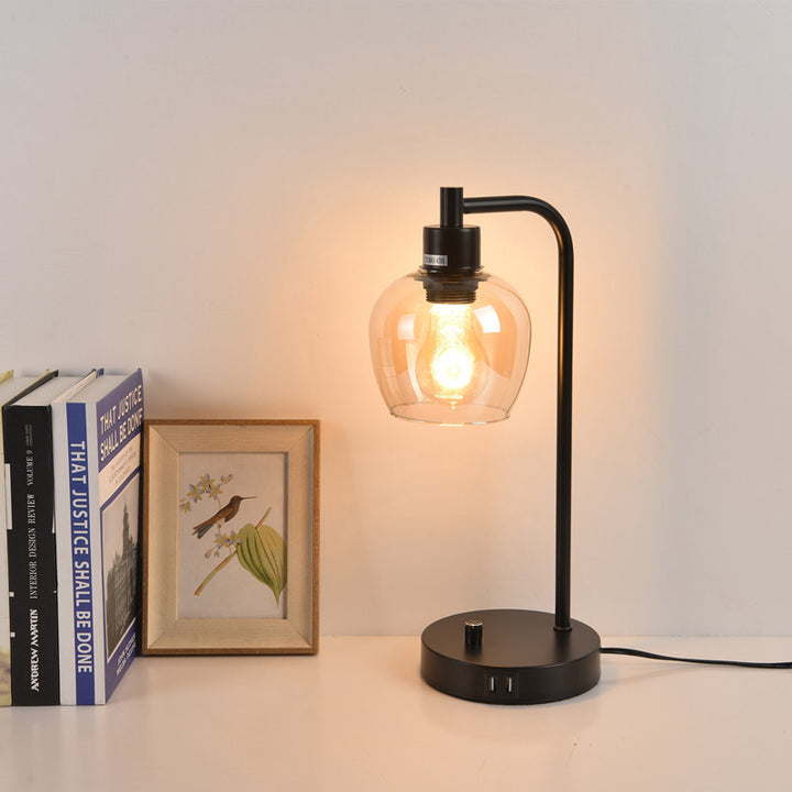 Lámpara de Mesa Recargable USB de 1 Luz con Pantalla de Vidrio Moderna 