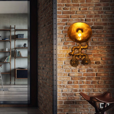 Retro Industrial Iron Robot Design 1- Light Wall Sconce Lamp