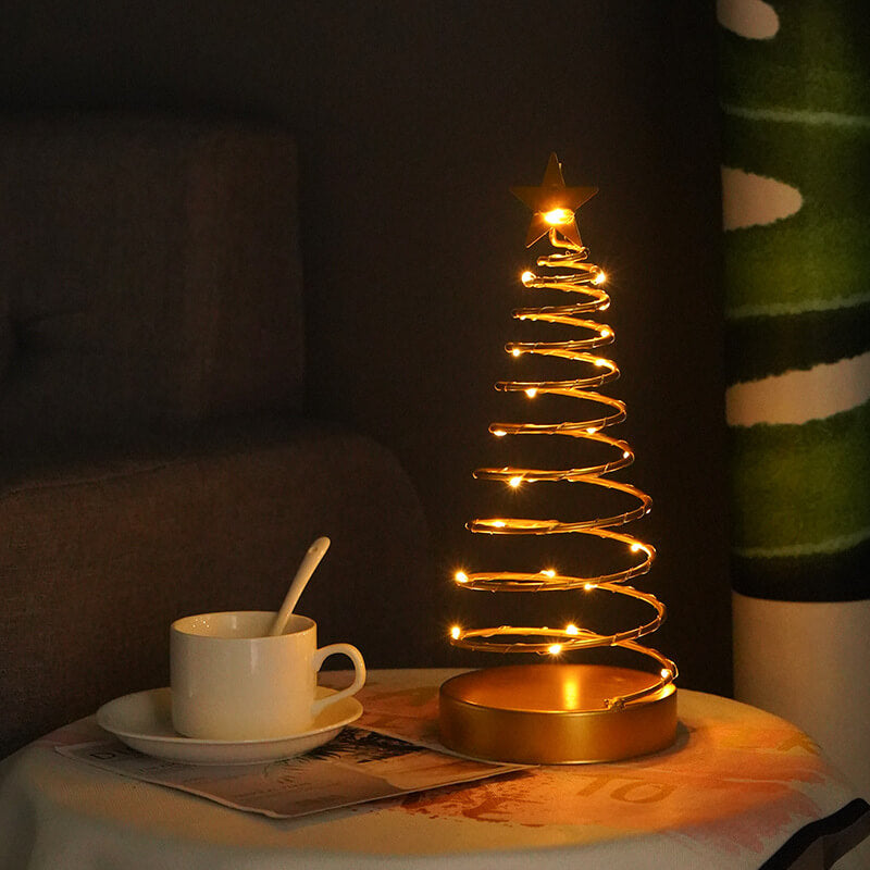 Lampe de table moderne créative en spirale étoilée de Noël décorative pour la nuit 