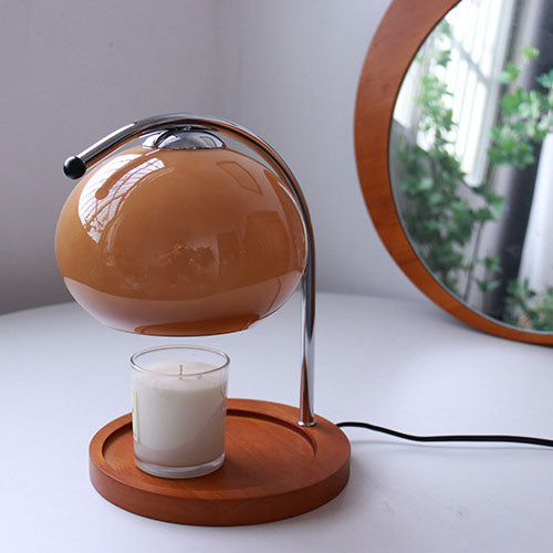 Contemporary Retro Glass Dome Solid Wood Metal Base 1-Light Melting Wax Table Lamp