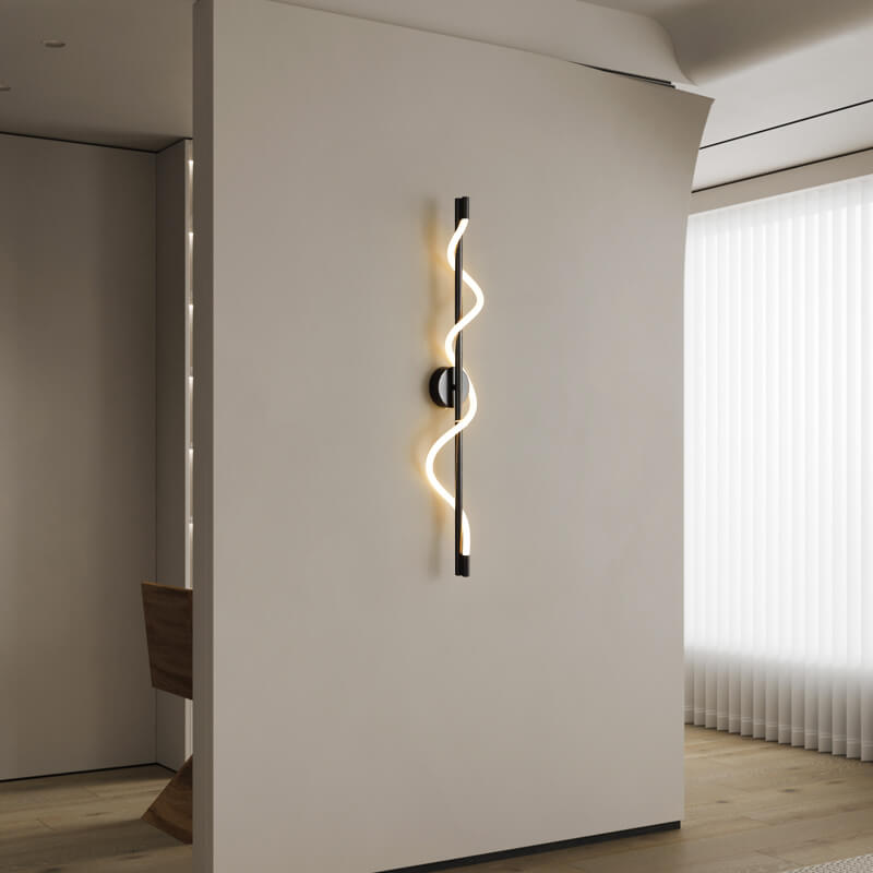 Modern Minimalist Copper-Plated Iron Twist Curve Long Bar Copper LED Wall Sconce Lamp For Living Room