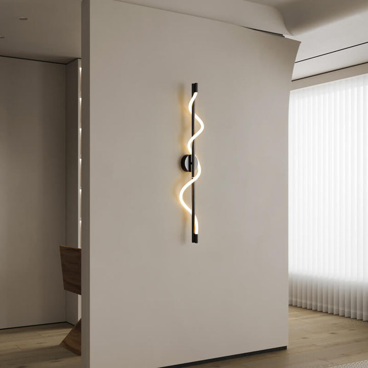 Modern Minimalist Copper-Plated Iron Twist Curve Long Bar Copper LED Wall Sconce Lamp For Living Room