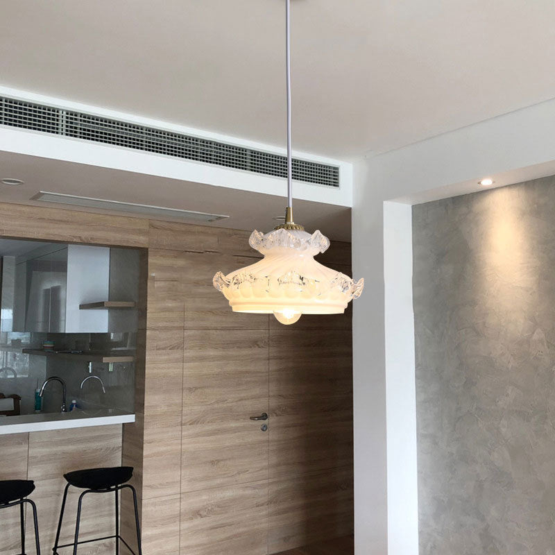 French Light Luxury Glass Petal Double Layer 1-Light Pendant Light