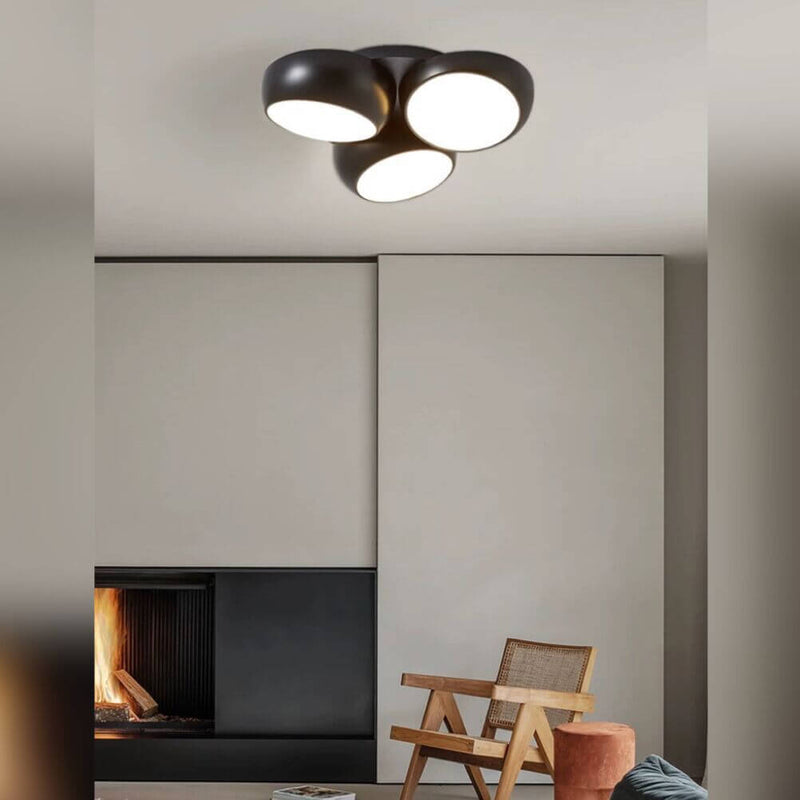 Scandinavian Modern Minimalist Iron Plastic Round LED Semi-Flush Mount Ceiling Light