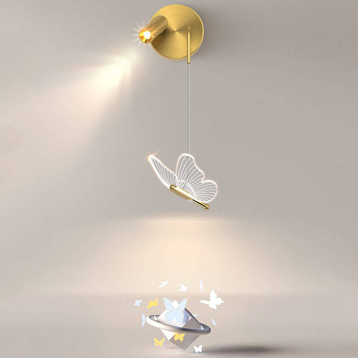 Aplique de pared LED con diseño contemporáneo y creativo de foco mariposa en hierro y acrílico para sala de estar 