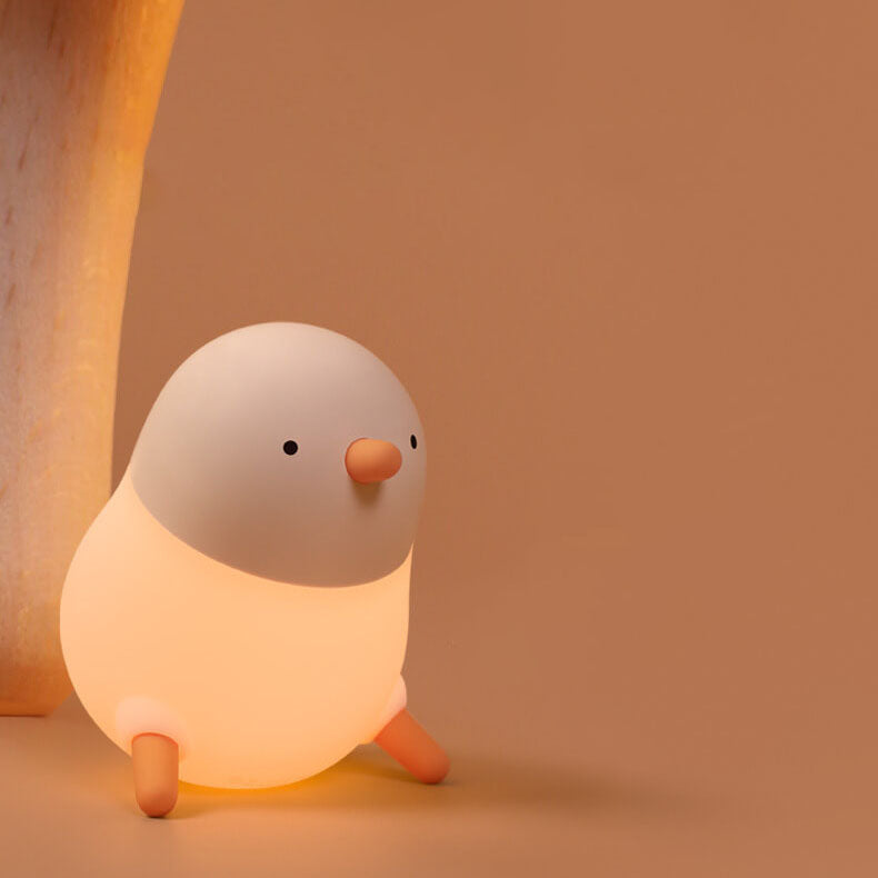 Lampe de table LED avec veilleuse en silicone créative en forme de poussin de dessin animé 