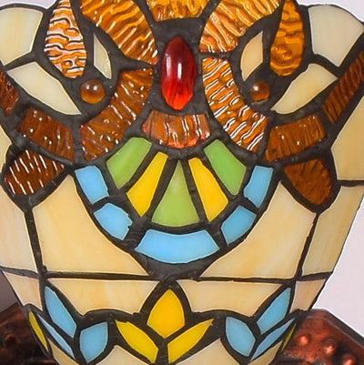 European Vintage Tiffany Stained Glass Iron 3-Light Mirror Front Light Wall Sconce Lamp