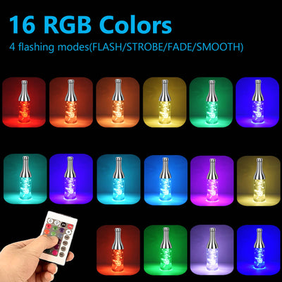 Lampe de table moderne créative à LED RGB colorée en forme de bouteille de vin 