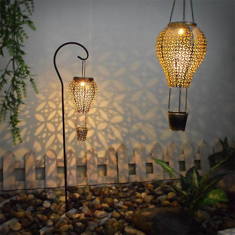 Solar Balloon Hollow Iron Light LED Outdoor Waterproof Decorative Light