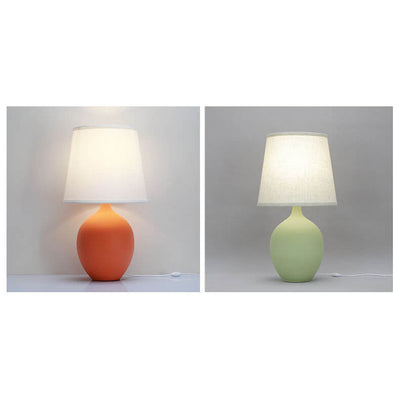 Nordic Fabric Shade Color Ceramic Base 1-Light Table Lamp